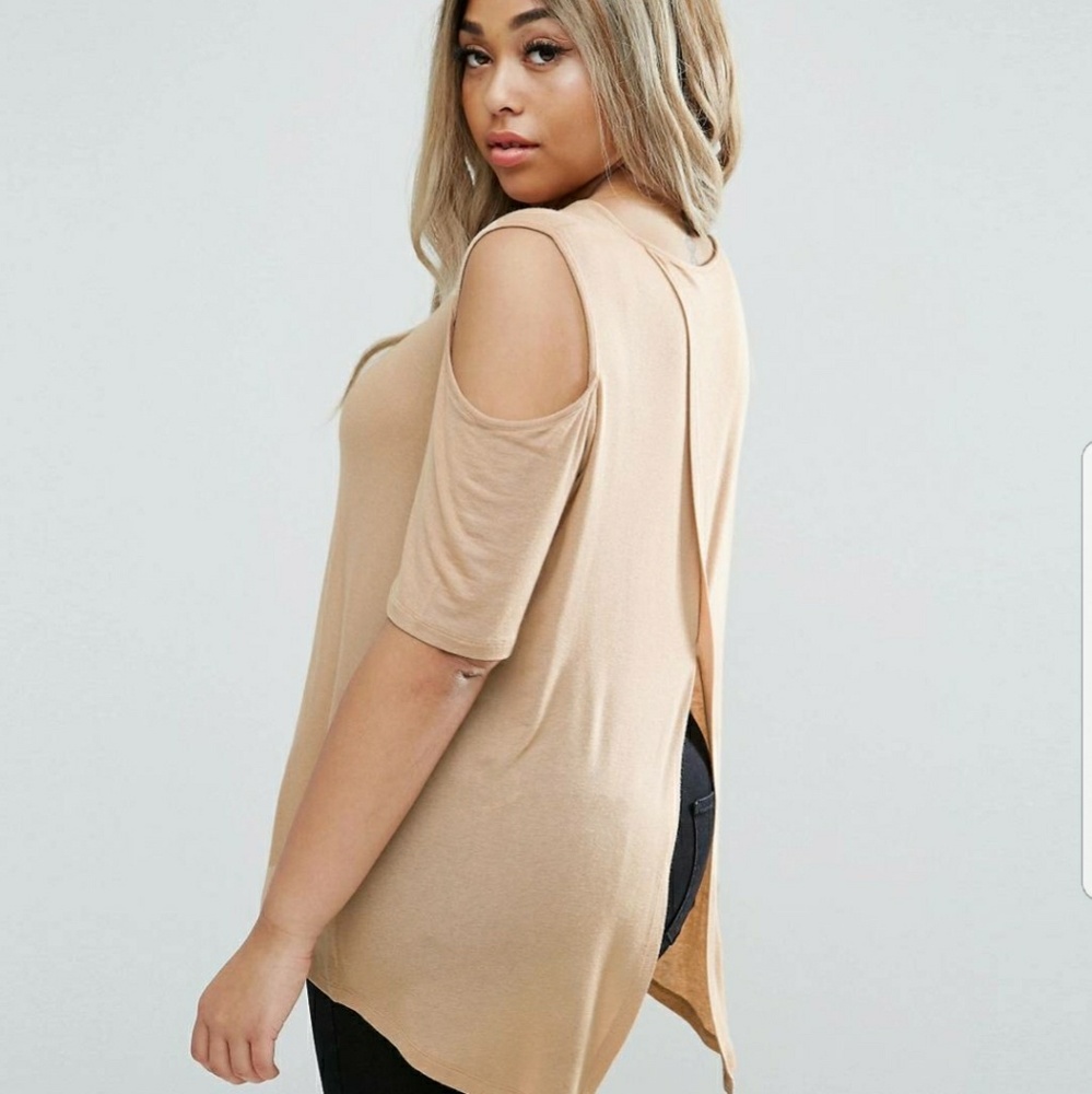 NWT ASOS Curve Top  Cold Shoulder Wrap Back Tan 18